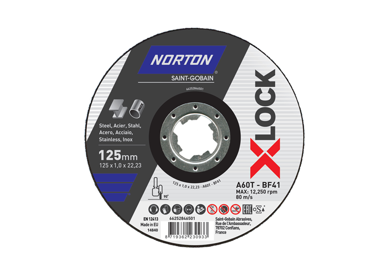 Zaagblad Norton A60T-125x1.0x22.23-T41 NOR-XLock