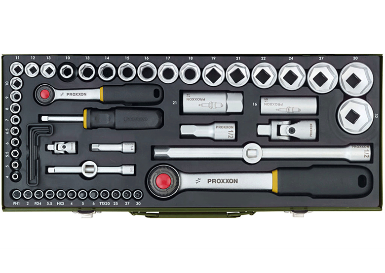 Dopsleutelset 56-delig 1/4"-1/2" Proxxon PR23040