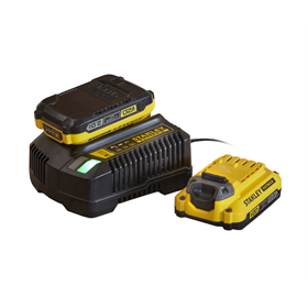 2x accu 18V 2,0Ah en oplader Stanley Fatmax V20 SFMCB12D2