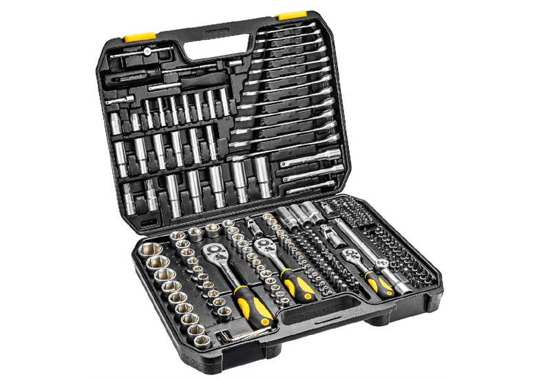 Dopsleutels 1/2", 3/8", 1/4" met accessoires 219st. Topex 38D852