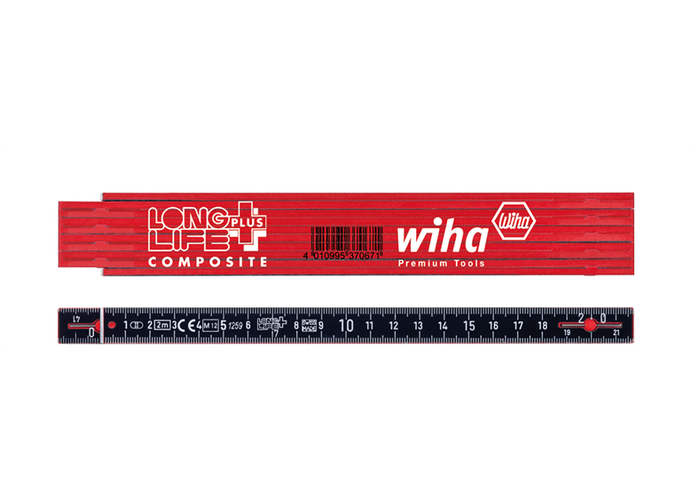 Vouwmeter Longlife Plus Composite 2 m, 10 scharnierende delen Wiha WH-37067