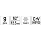 Doppenset TORX CR-V e10-e24 9-delig Yato YT-0521