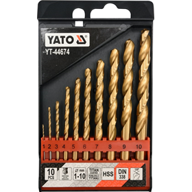 Set metaalboren 1-10mm HSS-TiN 10st. Yato YT-44674