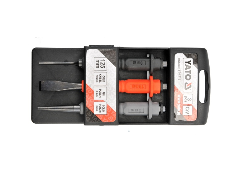 Koudbeitel en doorslagenset crv - 3-delig Yato YT-4713