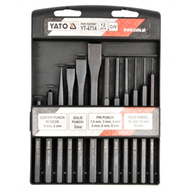 Beitel/doorslag set CrV 12 delig Yato YT-4714