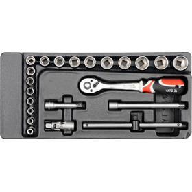 Lade-inzetstuk doppen en accessoires 3/8" 22 dlg. Yato YT-5542