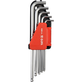 Set lange inbussleutels met kogelkop – inch-maten, 12 stuks Yato YT-5837