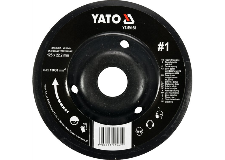 Raspschijf - bolle 125mm NR1 Yato YT-59168