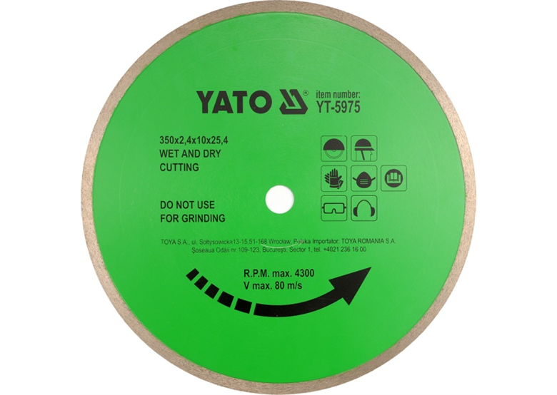 Diamant doorslijpschijf voor beton 300x25,4mm Yato YT-5974