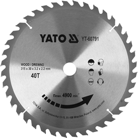 Zaagblad Widia voor hout 315x30mm Yato YT-60791