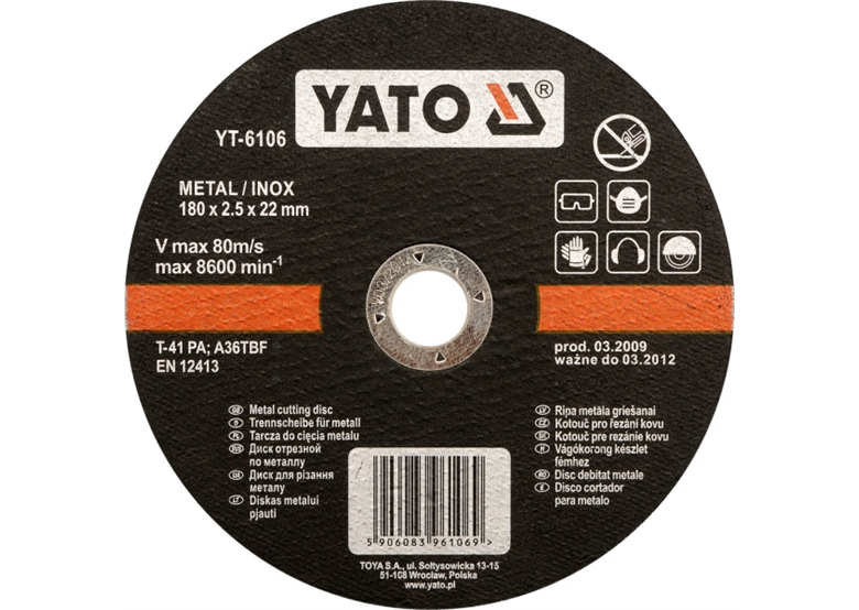 Doorslijpschijf voor RVS Yato YT-6103