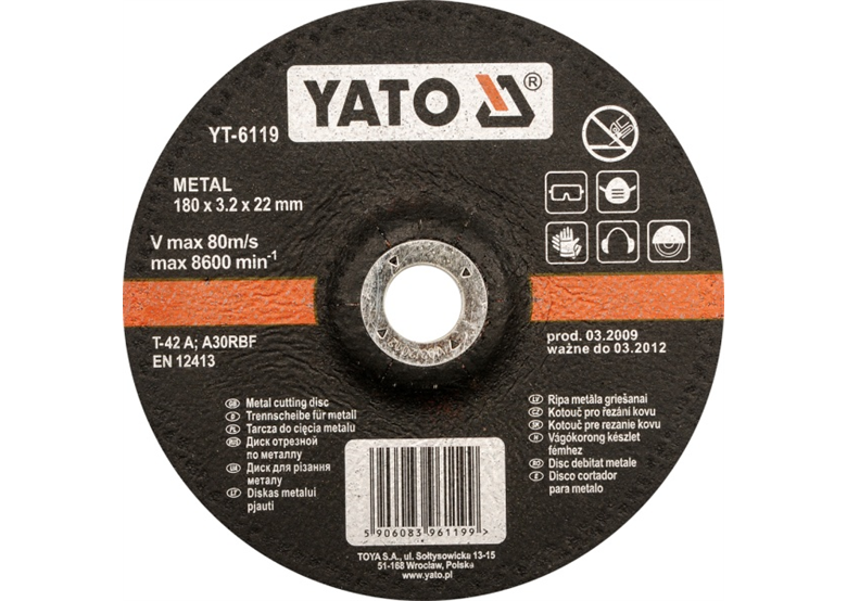 Doorslijpschijf voor metaal 125 x 2,5 x 22 mm Yato YT-6116