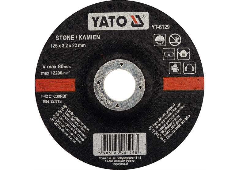 Doorslijpschijf voor steen 125x3,2x22,2mm Yato YT-6129